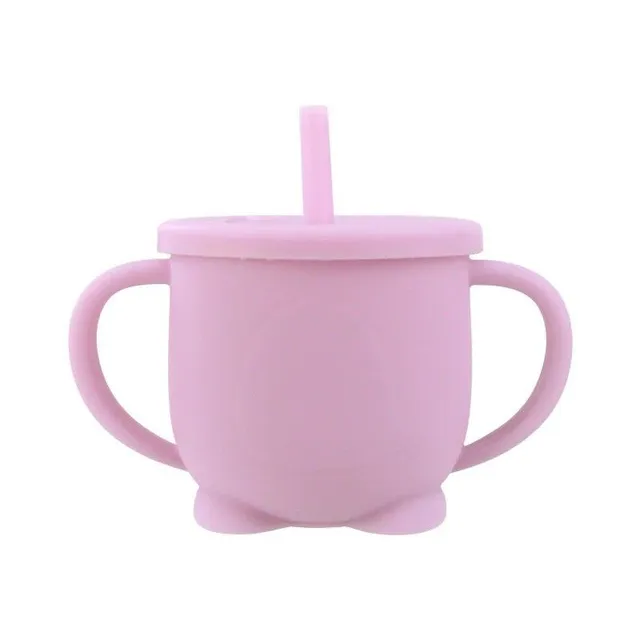 Silicone mug with straw