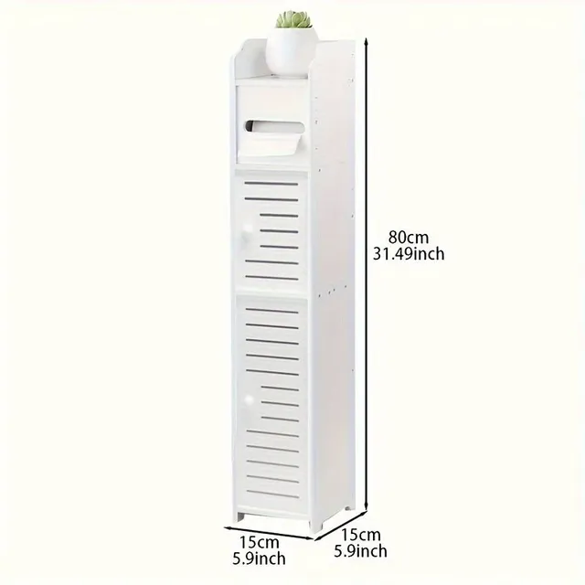 1pc Narrow bathroom storage cabinet with toilet paper holder