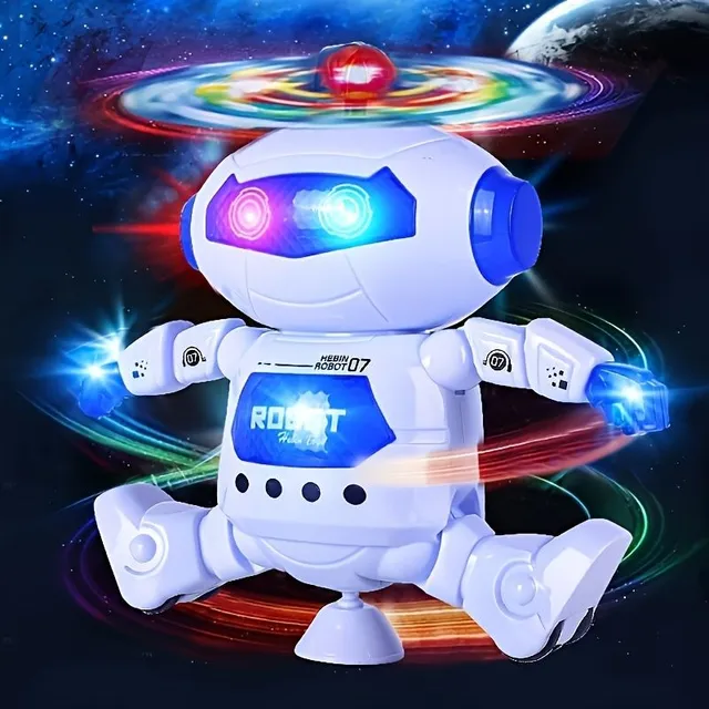 Dancing robot with music and lights for children's entertainment (winding 360°)