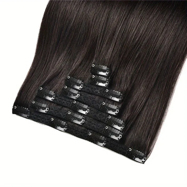 Extensions de cheveux naturels à clip pour femmes et filles - lisses, Remy, pour un usage quotidien