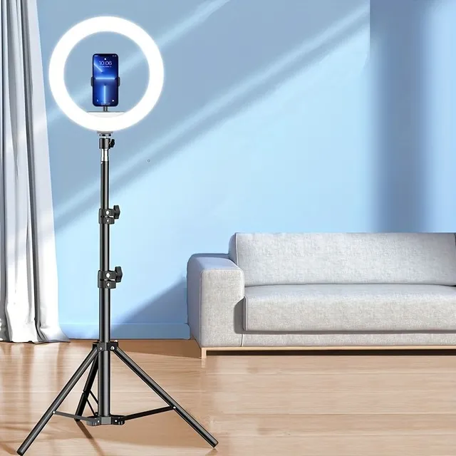 Lumină circulară de 33 cm pentru selfie cu trepied și suport pentru telefon, lumină LED reglabilă