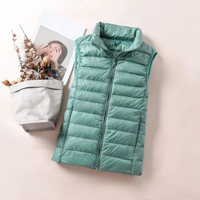 Beautiful ladies lightweight down vest Sky Blue L