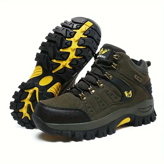 Men's fashionable and durable trekking shoes with laces, comfortable shoes with anti-slip sole for men's outdoor activities