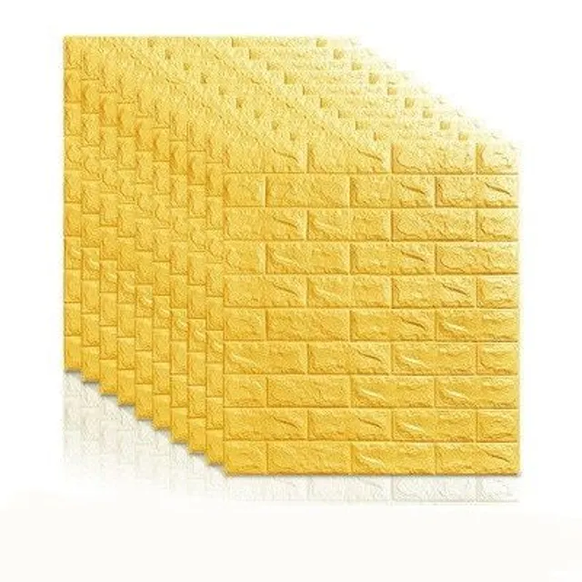 3D tapeta na stenu / Tehly bright-yellow 77x70x0-65-cm