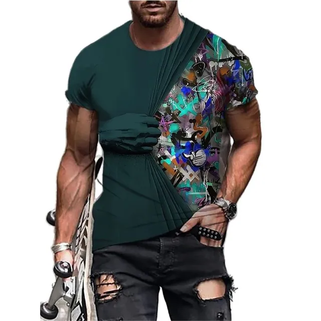Men's short sleeve t-shirt with 3D design print - Carl