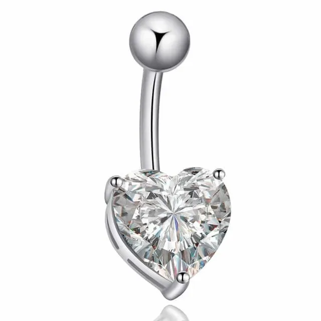 Krásny kovový piercing do pupka - Srdce gj15259