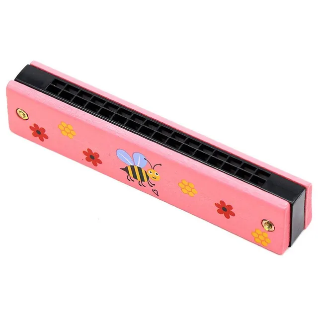 Children's wooden blowing harmonica with cute motif