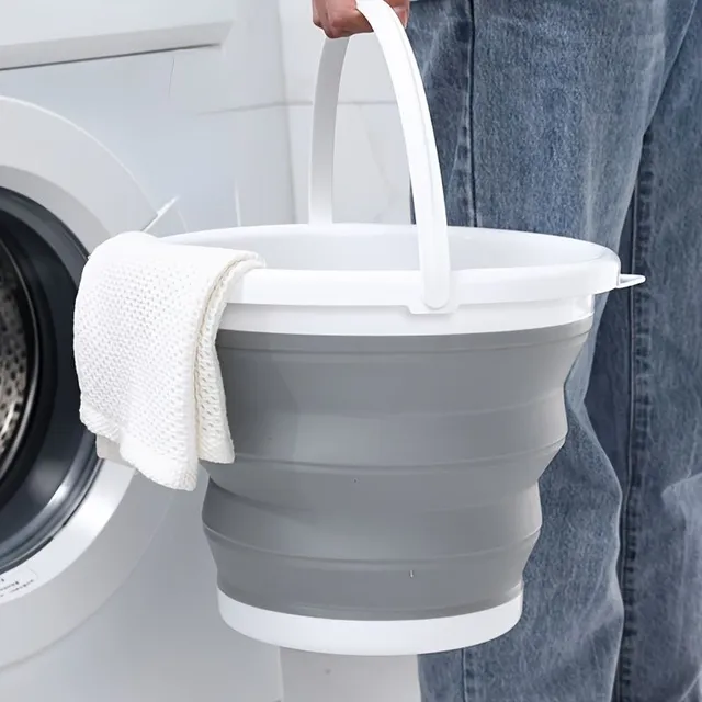 Universal folding bucket made of durable polypropylene with handle - ideal for washing cars, camping