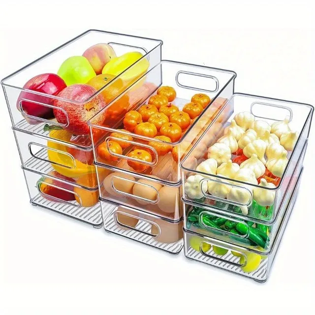 2/4/6pcs Storage boxes for fridge with transparent walls and handles