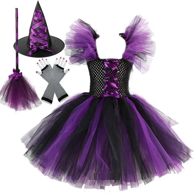 Girl's witch costume with hat and accessories Halloween costume Witch costume for girls Carnival costume