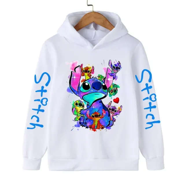 Dětská mikina s kapucí a roztomilým potiskem Stitch