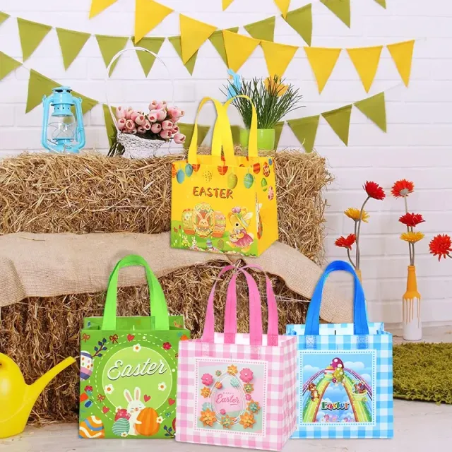 Large-night gift bag made of nonwoven fabric with rabbit motif