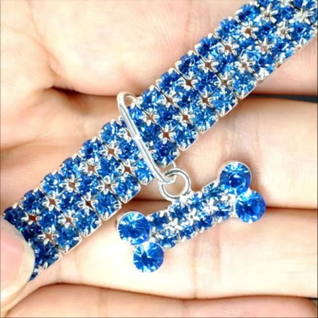 Collar for small and medium sized dogs with rhinestones and pendant