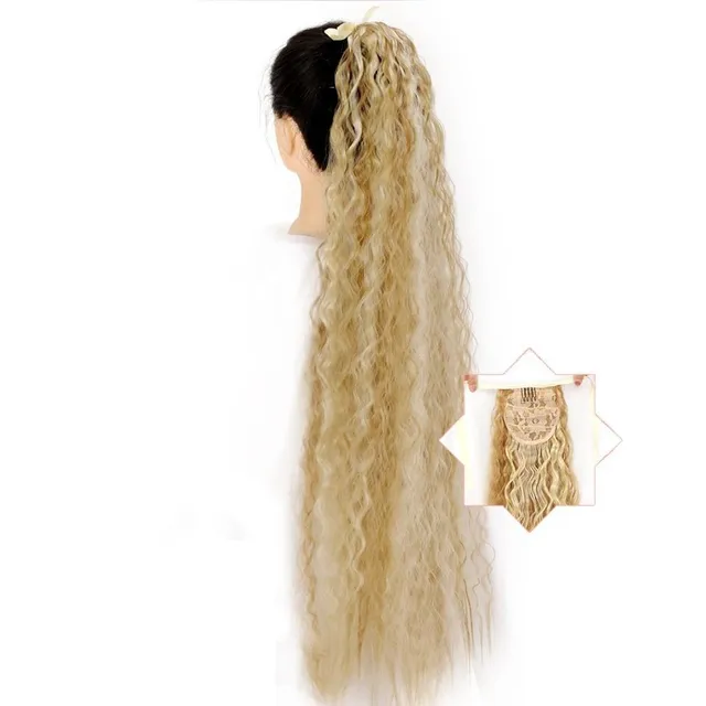 Long synthetic hair with a drawstring for fastening the ponytail - various variations