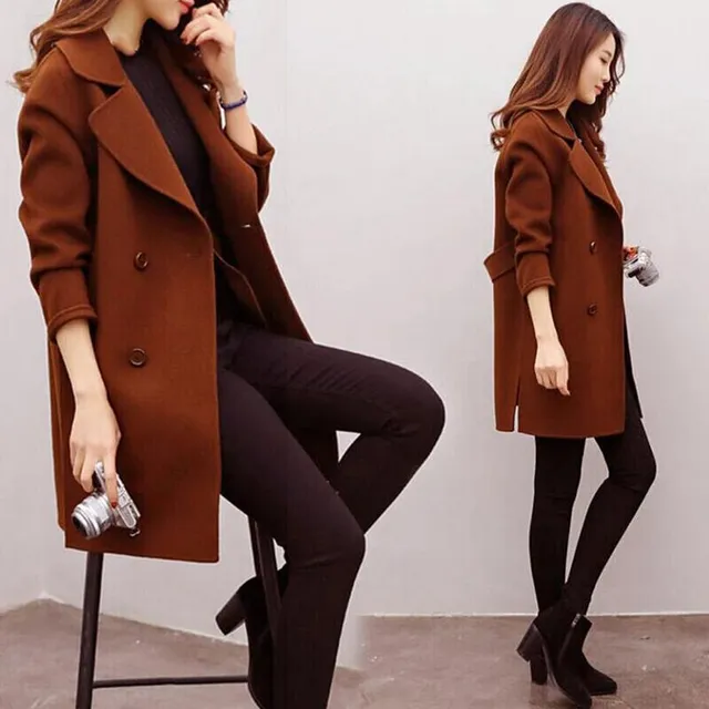 Women's elegant coat Alexis redbrown M