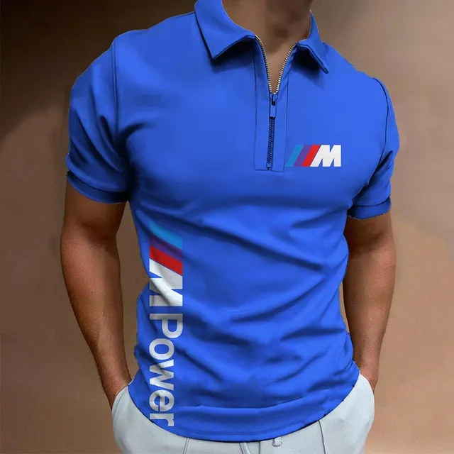 Tricou polo pentru bărbați cu mâneci scurte și imprimeu BMW