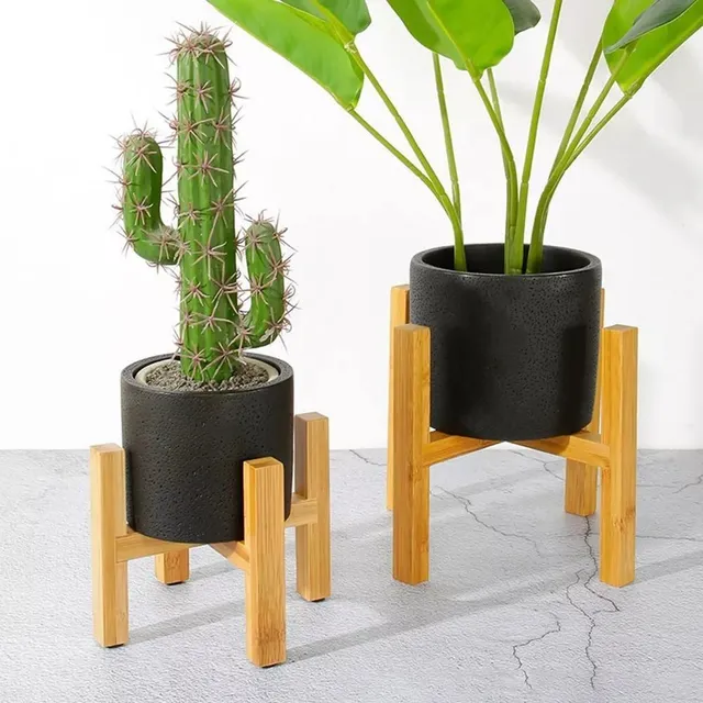 Oryginalny bambusowy drewniany stojak na rośliny