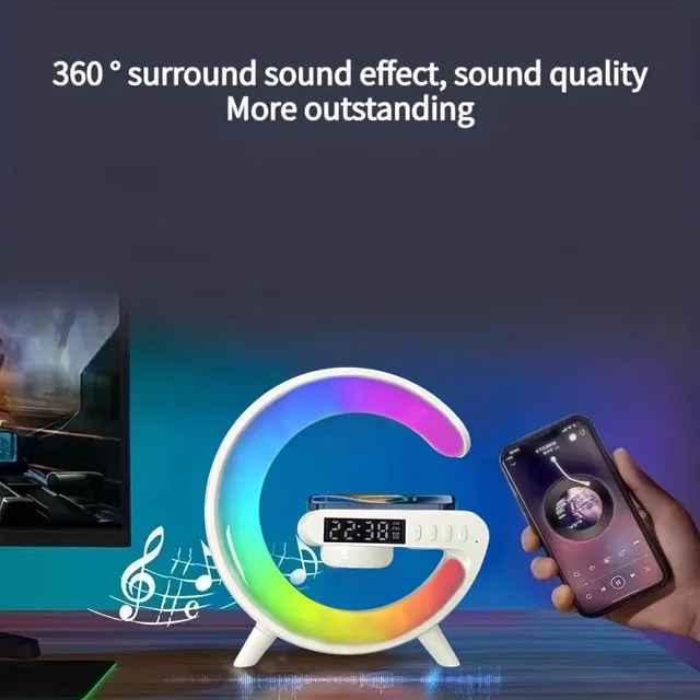 Mini Multifunkčný bezdrôtový nabíjací stojan reproduktor TF RGB Nightlight Quick Charging Station Pre IPhone14 13 12 Samsung Xiaomi
