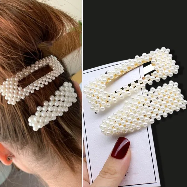Women's vintage pearl hair clips 2 pcs