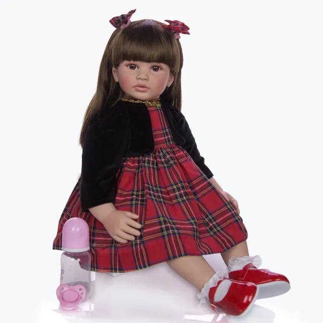 Realistic doll with long hair 60 cm