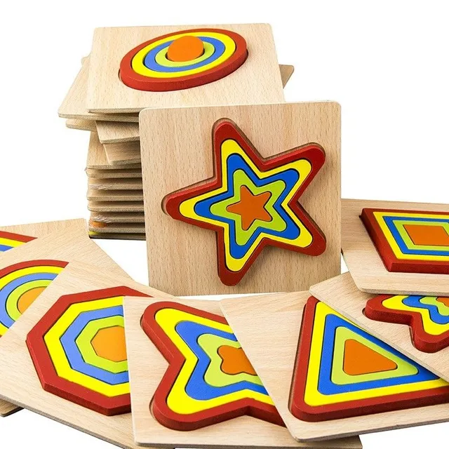 Wooden insert puzzle geometric shapes