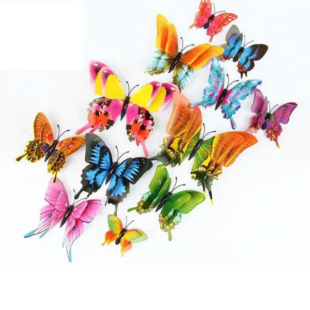 Set of decorative colourful butterflies - 12 pcs