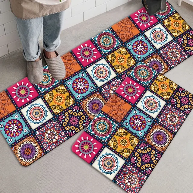 Moroccan ethno carpet for floor | Non-slip modern kitchen mat