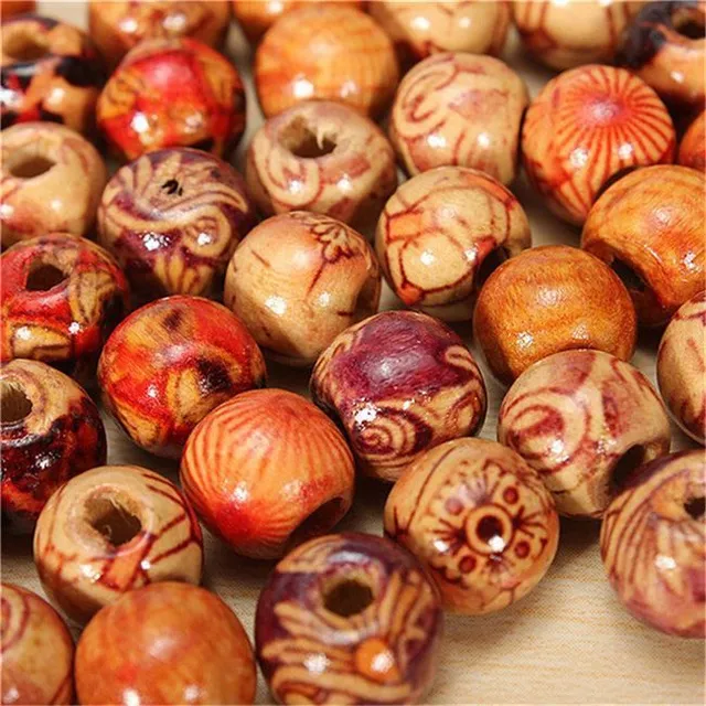 DIY beads made of wood - 100 pieces