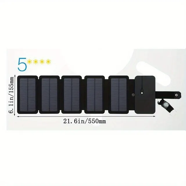 Foldable solar charger 5V 2.1A USB