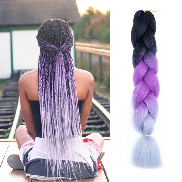 Multicoloured kanekalon hair in braids - multiple colours