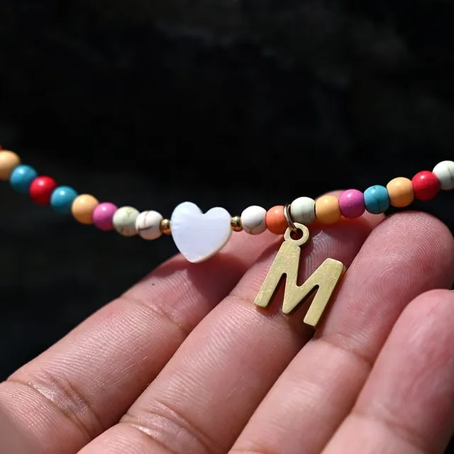 Trendy beaded necklace with initials