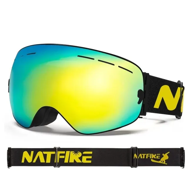 Lunettes de ski avec effet miroir - Lunettes de ski et snowboard avec protection UV400, lunettes de ski compatibles avec le casque anti-buée 17,8 x 9,8 cm