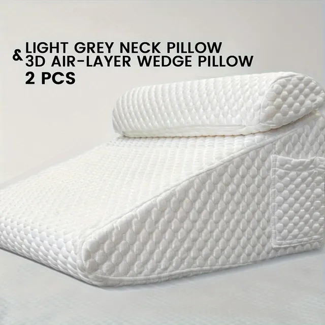 Sleeping wedge 3v1 with breathable air layer and memory foam, suitable for sleep, postoperative care and relief from heartburn.