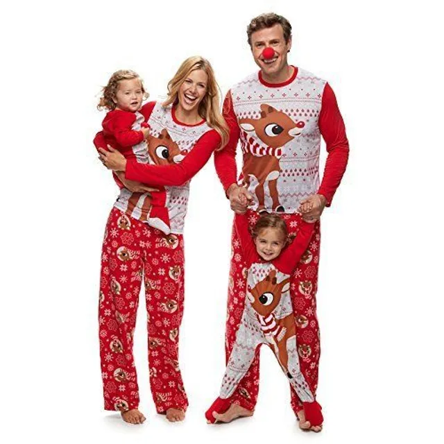 Family Christmas pajamas with reindeer