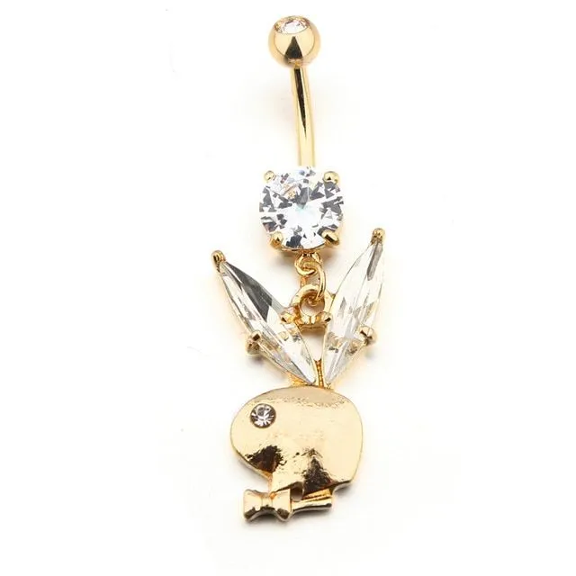 Fashion belly button piercing with Playboy bunny hanging ornament