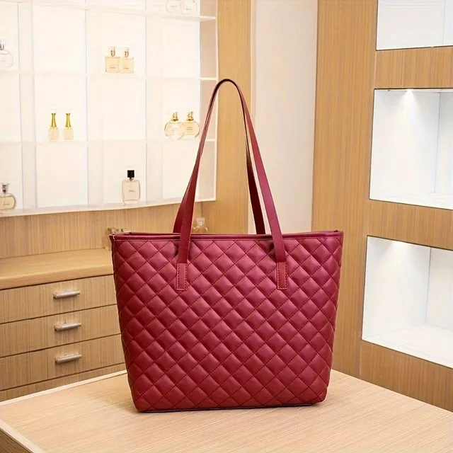 Women's spacious PU leather bag with embroidery pattern - casual and universal