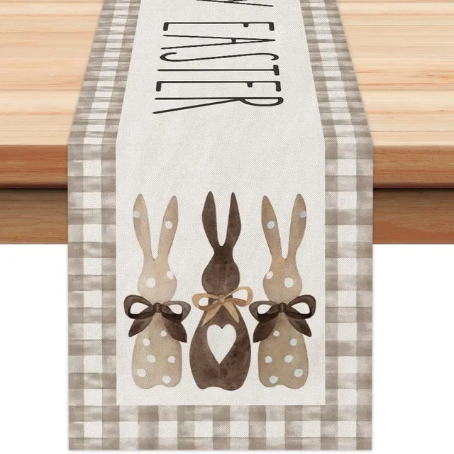 Luksusowy ręcznie tkany bieżnik stołowy z haftem pisanek i króliczków Michaela