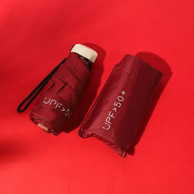 Mini skladací cestovní deštník pro ženy s ochranou proti větru a UV záření