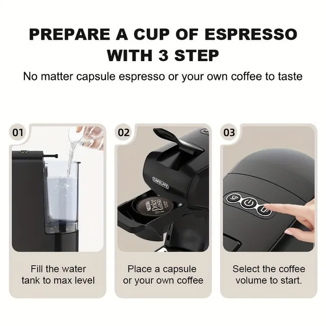 1pc Capsule Coffee machine 19bar Capsule Espressor Nespresso, Dolce Gusto and ground coffee