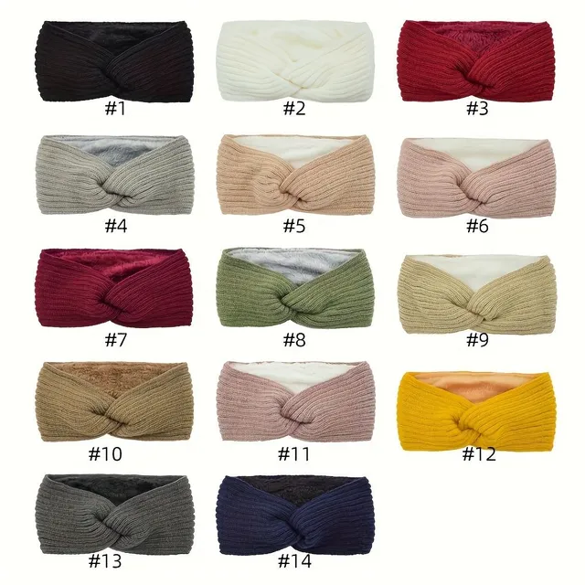 Fashion knitted headband with cross pattern - warm, soft, protects ears from cold