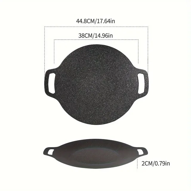 Korean BBQ grill pan, 1 pcs, for gas stove, camping cooker and induction hob, round stove, non-sticky surface