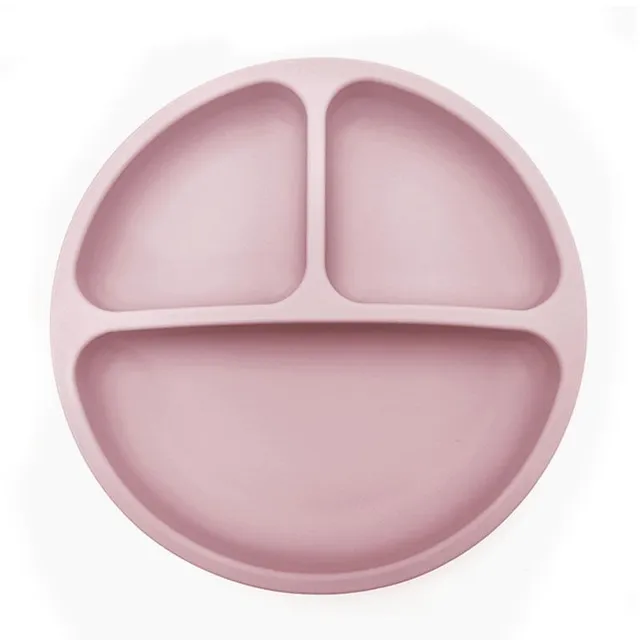 Silicone three-course plate with suction cup