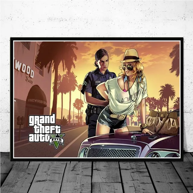Wall poster with characters from Grand Theft Auto 9 21cmX30cmA4