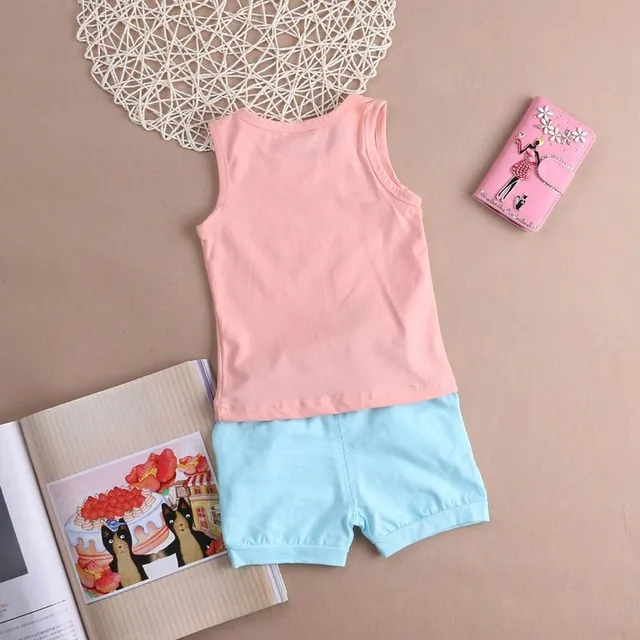 Girls cute summer set with a print of a popular animated couple - tank top + shorts