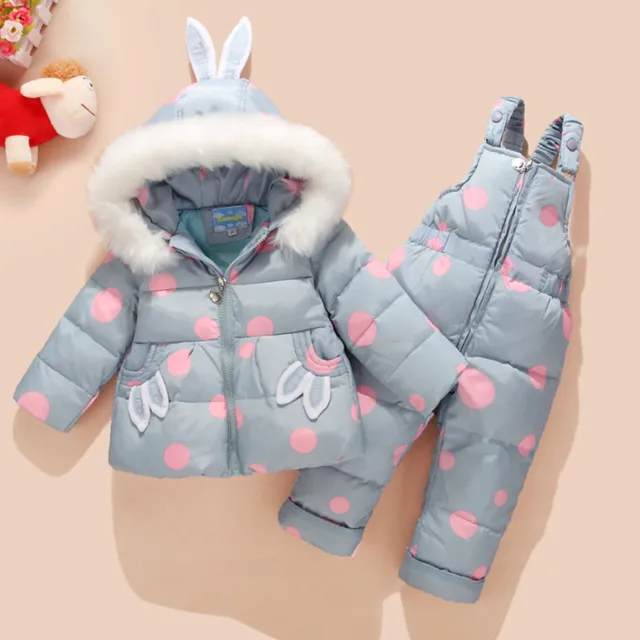 Girls winter set with polka dots - Jacket and trousers - 4 colours