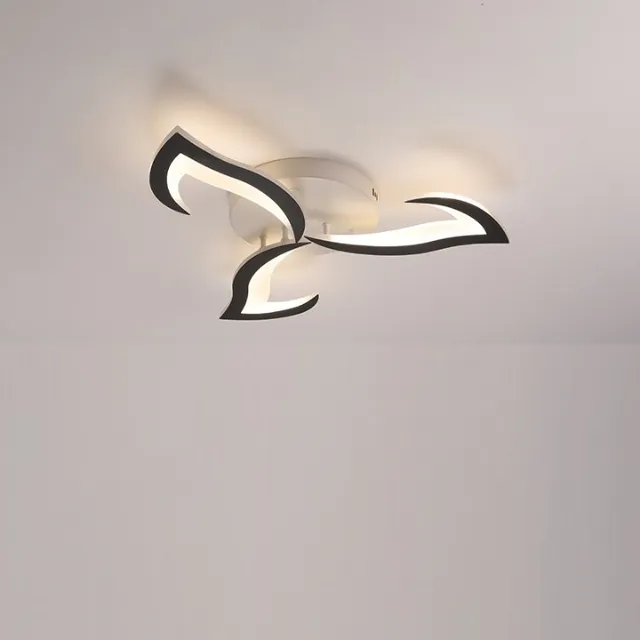 Stropné LED lampa 6000K, 3-Flambable, moderný kvetinový design, čierny akrylát, biele svetlo - obývacia izba, spálňa, jedáleň