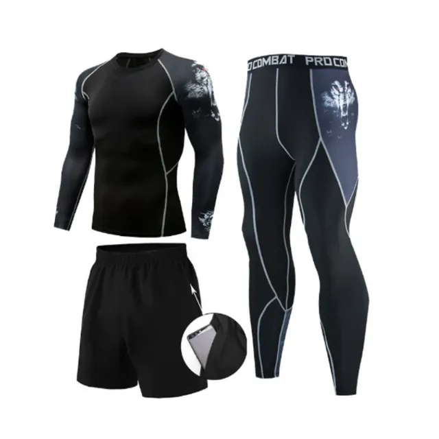 Men's functional sports thermal underwear with shorts - 3 pcs