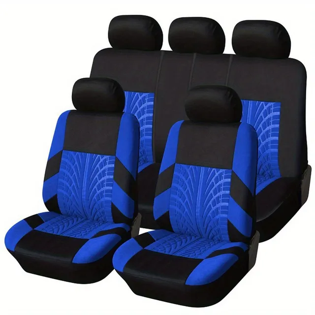 Universal car covers made of 9 parts with tyre motif for 5 seats