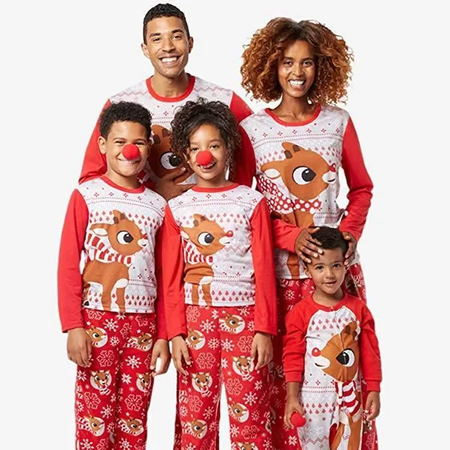 Family Christmas pajamas with reindeer