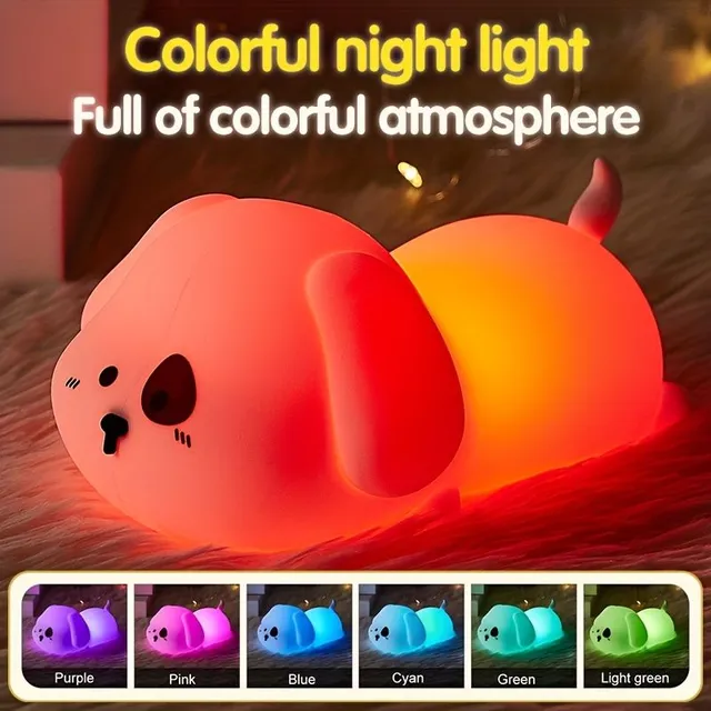 Pet night lamp, soft to the touch, lights up after taping